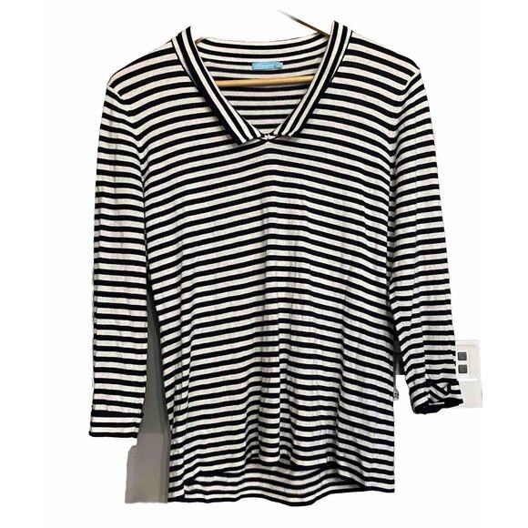 J McLaughlin Sweater Classic Nautical‎ Stripe Knit Pullover Womens Large - Picture 1 of 7